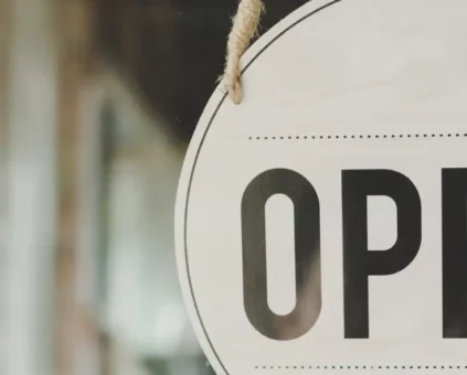 "Open" Sign on Business Door