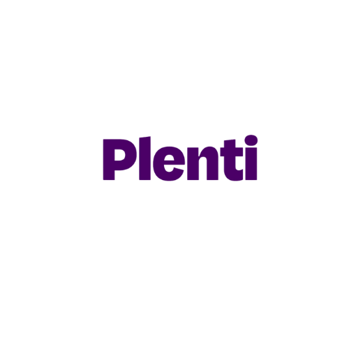 Plenti written in purple font.